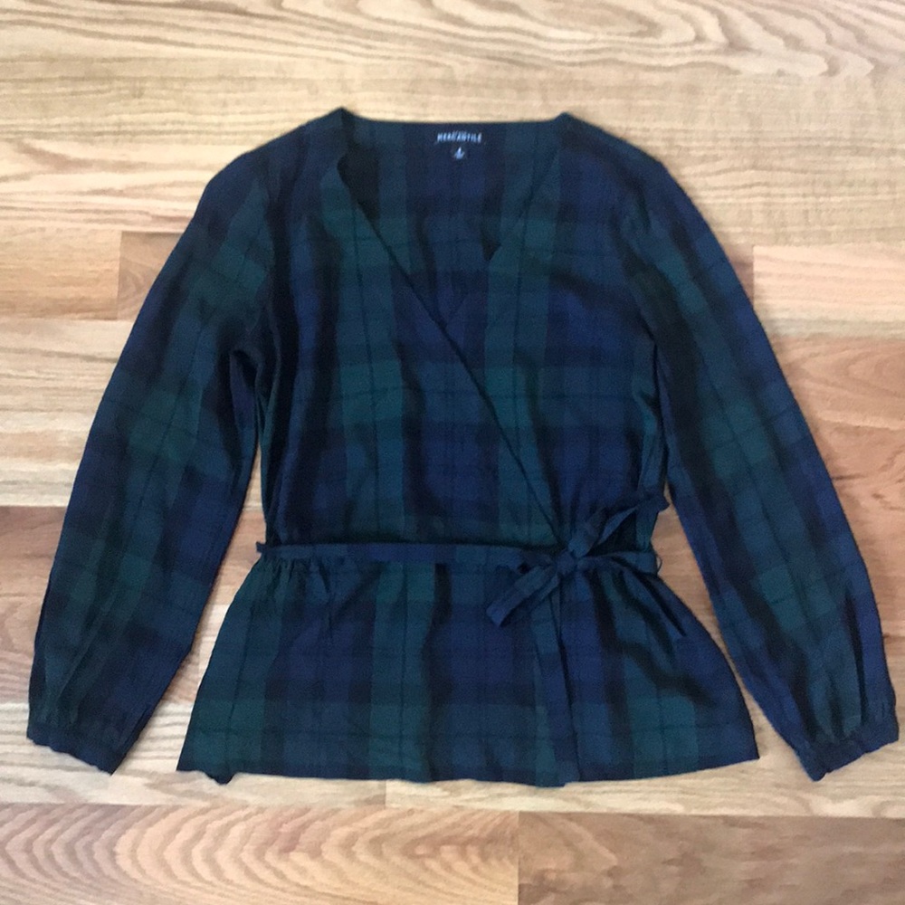 J Crew plaid patterned blouse